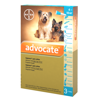 Advocate Адвокат Капли для собак, от внешних и внутренних паразитов ( Bayer ), от 4-10 кг
