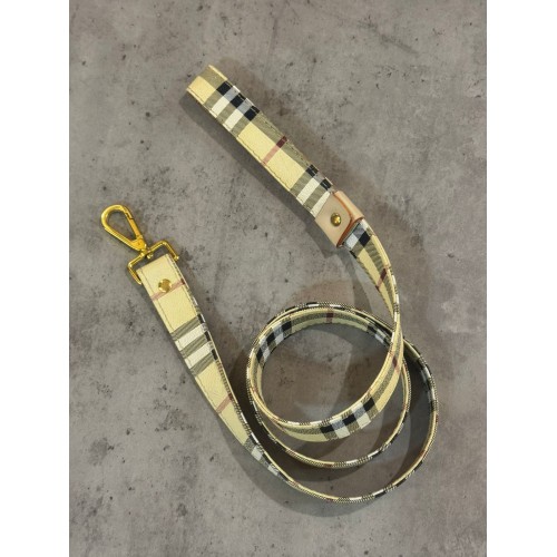 Брендовий повідок для собак Burberry з золотою фурнітурою, бежевий