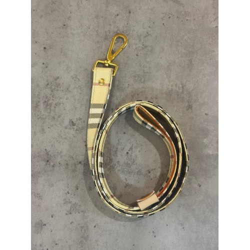 Брендовий повідок для собак Burberry з золотою фурнітурою, бежевий