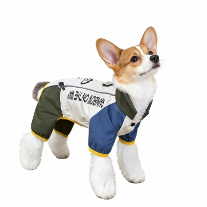 Дощовик для собак "Спорт" зелені штани, з кільцем під повідець, сірий