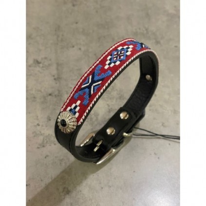 Ошейник для собак с вышитыми восточными узорами ЭКО кожа черный