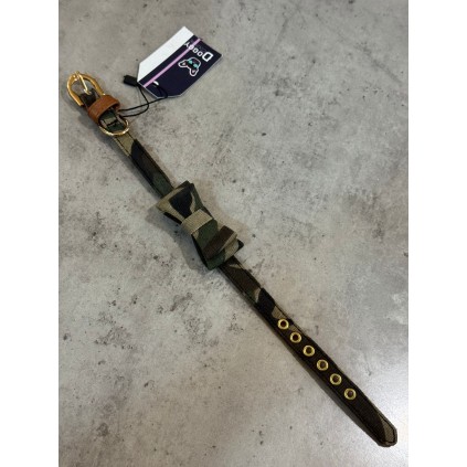 Ошейник для собак с бантом в армейскую расцветку, зеленый