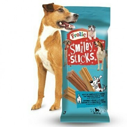 Лакомства для собак Frolic Smiley Sticks Snack способствует уменьшению зубного камня 10-25кг ПОШТУЧН