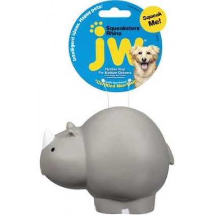 Игрушка для собак НОСОРОГ резиновый с пищалкой JW Pet Company Squeaksters Rhino серый