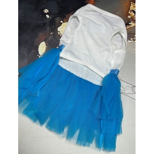 Платье для собак Multibrand "Бантик с розочкой" голубой