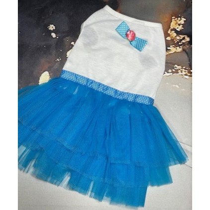 Сукня для собак Multibrand "Бантик з трояндочкою" блакитний