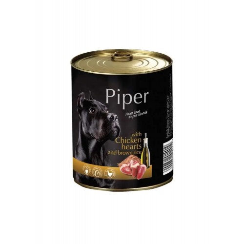 Консервы для собак Piper Dog Куриные сердечки и коричневый рис 400г