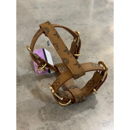 Брендовая шлея для собак LOUIS VUITTON рисунок с цветами, рыжий