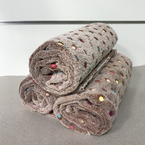 Плед для собак и кошек Elite плюшевый с мелкими горошками розового цвета 70*100см