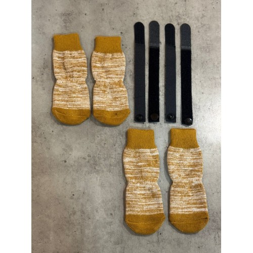 Шкарпетки для собак "Меланж" з прогумованою підошвою, на липучці, коричневі