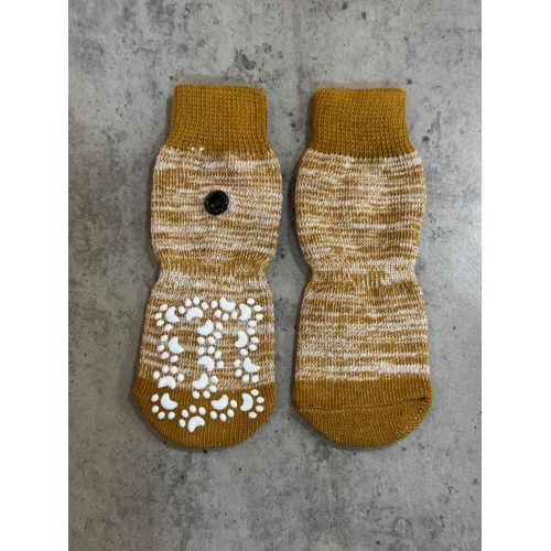 Шкарпетки для собак "Меланж" з прогумованою підошвою, на липучці, коричневі