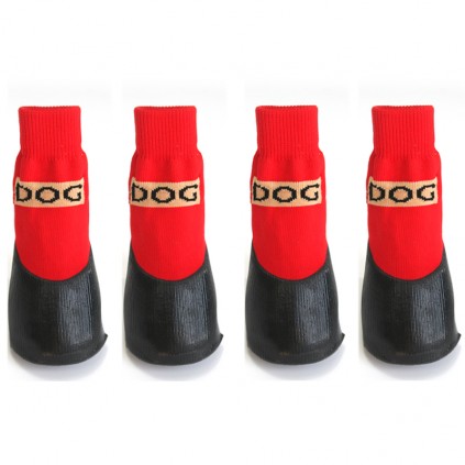 Водонепромокаемые носки для собак Multibrand "DOG" с липучкой вокруг лапки, красный