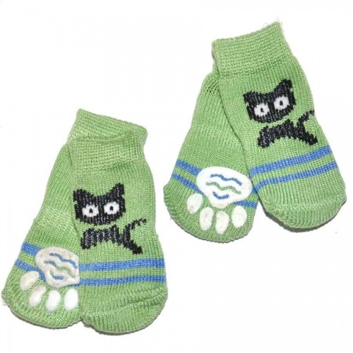 Носки для собак Multibrand "Котик" зелений