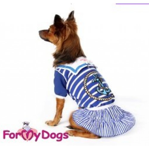 Платье для собак For My Dogs "Якорь" голубой