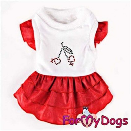 Платье для собак For My Dogs "Вишенка" красный