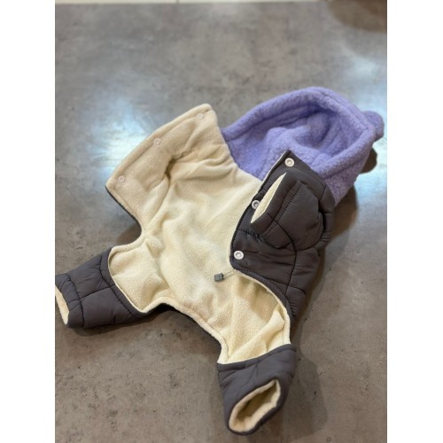 Зимовий комбінезон для собак "Флісовий капюшон з вушками" з кільцем на спинці, сірий