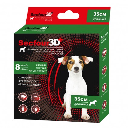Secfour 3D ошейник для собак противопаразитный от блох и клещей (этофенпрокс/фипронил/пирипроксифен) 35см