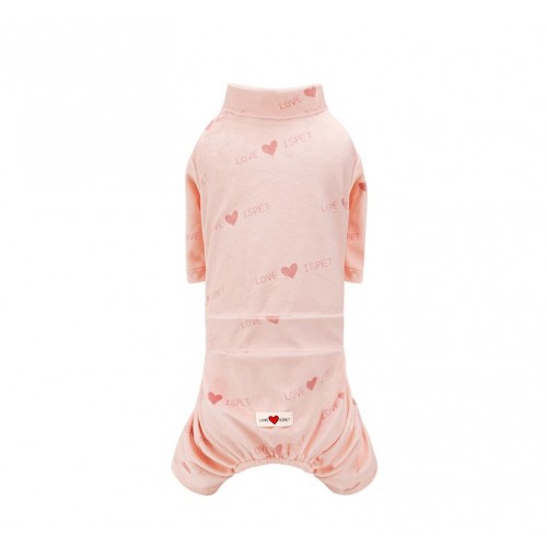 Пижамка велюровая для собак Is Pet "Сердечки" розовый