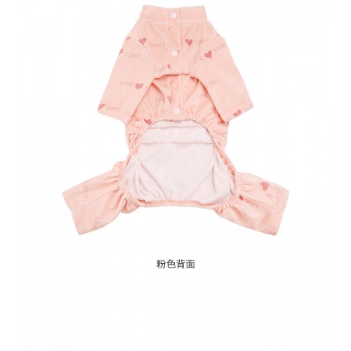 Пижамка велюровая для собак Is Pet "Сердечки" розовый