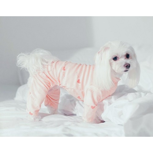 Пижамка велюровая для собак Is Pet "Сердечки" розовый