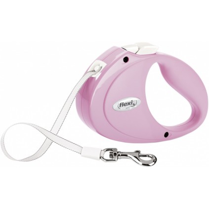 Рулетка для собак із стрічковим повідцем XS Flexi PUPPY рожевого кольору 2м/12кг