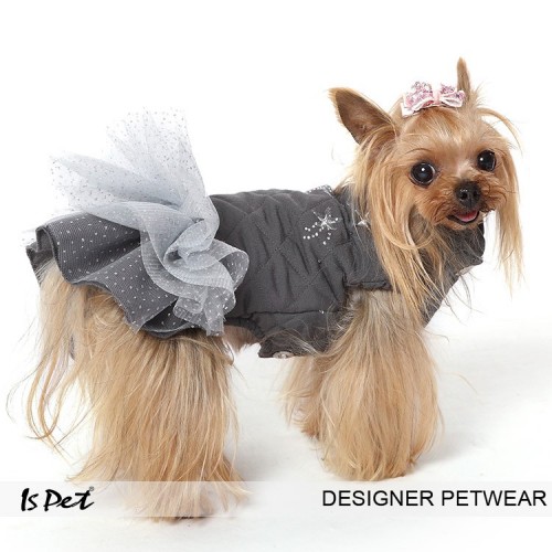 Жилетка--платье для собак Is Pet украшена звездами, с фатиновой юбкой, серая
