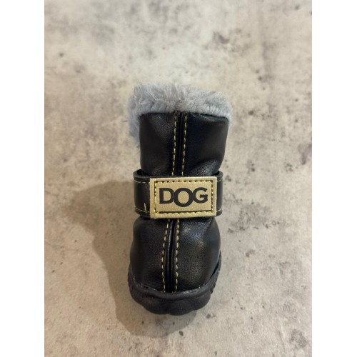 Зимние ботинки для собак DOG AUSTRIA с мехом, на плотной подошве, эко кожа, черные