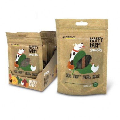 Ласощі для собак м\'ясні HAPPY FARM курка зі шпинатом, 80гр