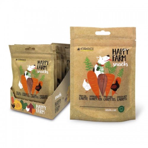 Ласощі для собак м\'ясні HAPPY FARM курка з морквою, 80гр