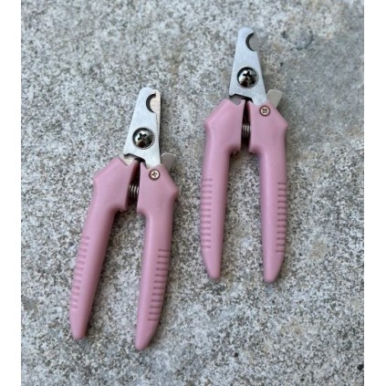 Когтерез для собак середніх порід, залізний із зручною пластиковою ручкою, рожевий, М 12см