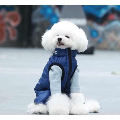 Комбинезон зимний для собак Cheepet "Дутик" двухсторонний синий