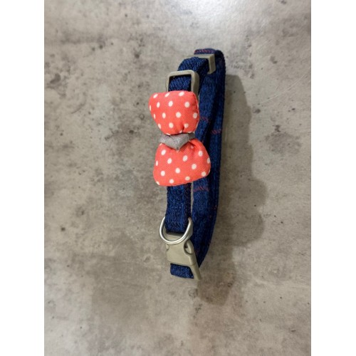 Нашийник для собак джинсовий з маленьким дутим бантиком, синій