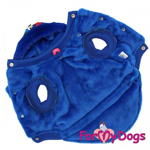 Зимовий жилет для собак For My Dogs Мілітарі на плюшевому підкладі, з капюшоном, синій