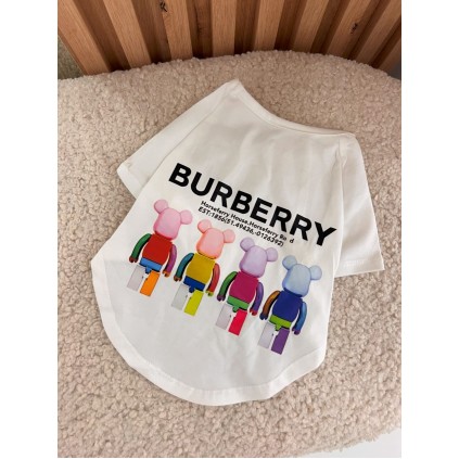 Брендовая футболка для собак Burberry с принтом больших Bearbric, белая