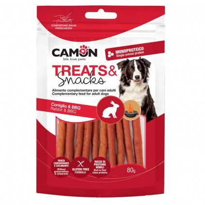 Ласощі для собак м\'ясні Camon палички із кролика з копченим смаком, 80 гр, 11,5 см