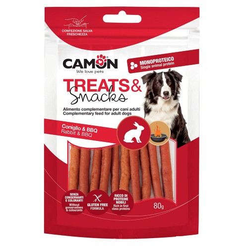 Ласощі для собак м\'ясні Camon палички із кролика з копченим смаком, 80 гр, 11,5 см
