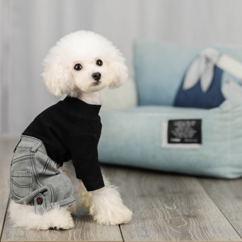 Трикотажный комбинезон для собак Cheepet штанишки из серого джинса Levi, черного цвета