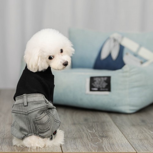 Трикотажний комбінезон для собак Cheepet штанці із сірого джинсу Levi, чорного кольору