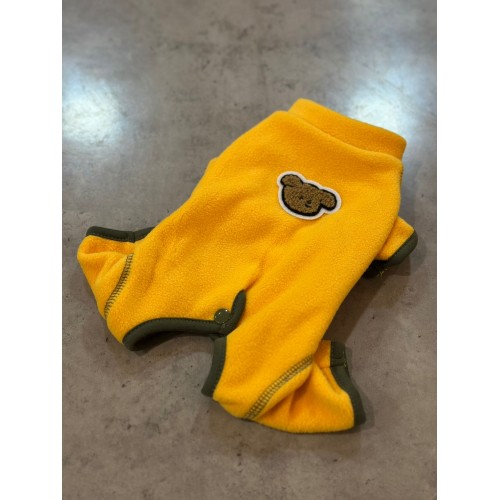 Флісовий комбінезон для собак із зеленою окантовкою, жовтий