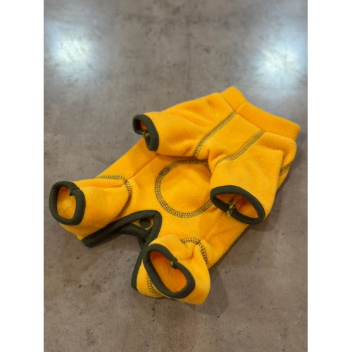 Флісовий комбінезон для собак із зеленою окантовкою, жовтий