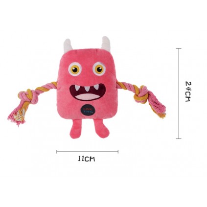 Игрушка для собак Charming Toy Monster Series Монстр с канатами и пищалкой, 24cm розовый