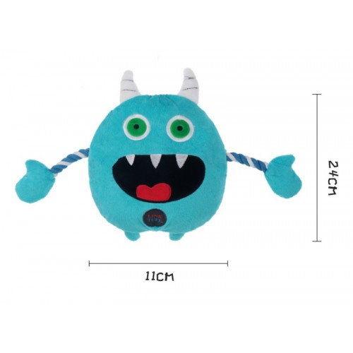 Іграшка для собак Charming Toy Monster Series Монстр з канатами та пищалкою, 24cm блакитний
