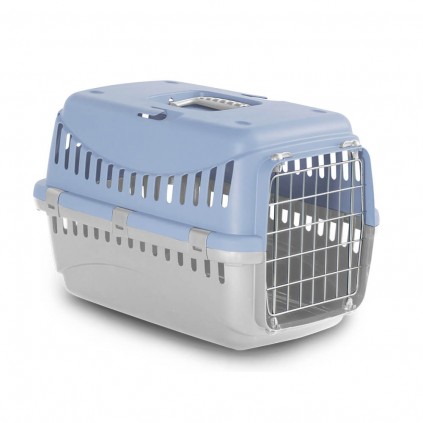 Переноска для собак и котов, МЕТАЛЛИЧЕСКИЕ дверцы, СЕРЫЙ / ГОЛУБОЙ  цвета, GIPSY 2 58*38*38см