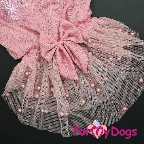 Платье для собак For My Dogs "Бабочки с блестками" розовый