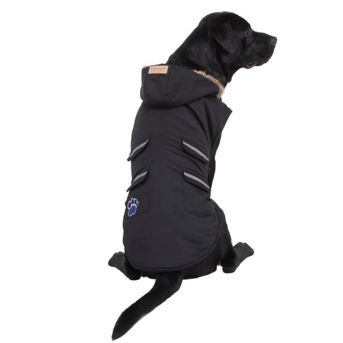 Жилетка-попона для собак, одежда для мелких и средних пород Multibrand с капюшоном "PAW" черная