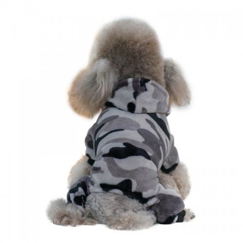 Плюшевий костюм для собак Мілітарі сірий