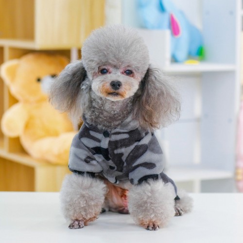 Плюшевий костюм для собак Мілітарі сірий