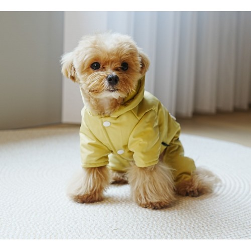 Зимовий комбінезон для собак Cheepet атласний з кишенею, на хутровому підкладі, жовтий