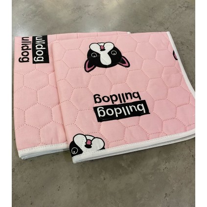 Многоразовая впитывающая пеленка для собак Бульдог, розовая