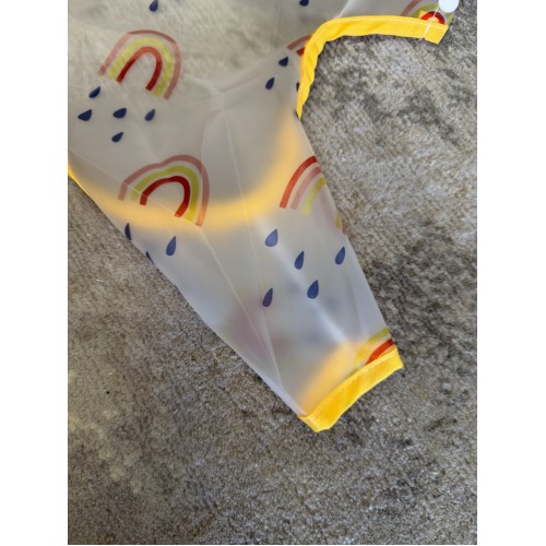 Прозорий дощовик для собак з веселками, водонепроникний комбінезон з жовтою окантовкою